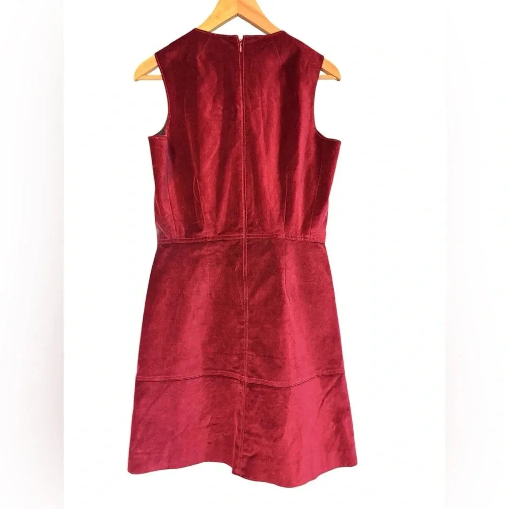 GAP Women's Velvet Red Sleeveless Crew Neck Short Dress with Pockets 6 - Picture 4 of 7